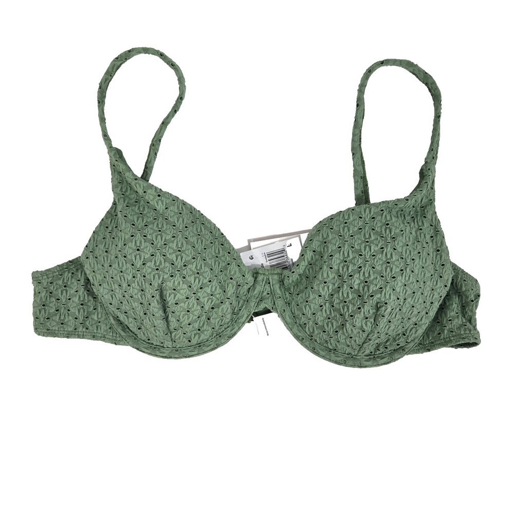 Andie Swim Womens Large Eucalyptus Green Eyelet Bikini Top NWT